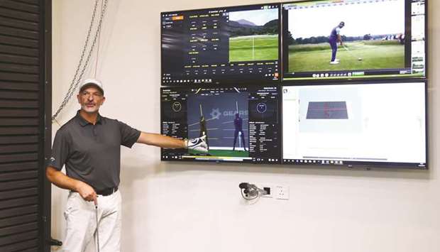 Anthony Caira, head golf professional at the Education City Golf Club, explains the nitty-gritties of the 3D motion capture system at the Centre of Excellence. PICTURES: Jayan Orma