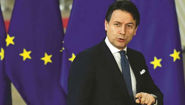 Giuseppe Conte, Italyu2019s prime minister, arrives for the European Union (EU) summit at the EU headquarters in Brussels, Belgium, on May 28. Conte yesterday said his government is determined to cut this yearu2019s deficit to 2.1% of output, and that Italy will be able to improve the structural deficit by 0.1% this year.