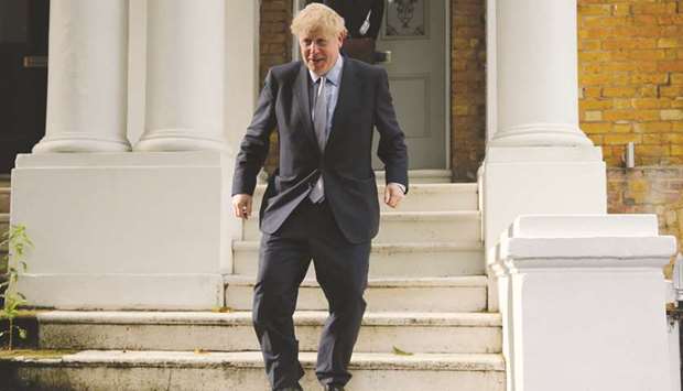 Conservative MP Boris Johnson leaves his home in London yesterday.
