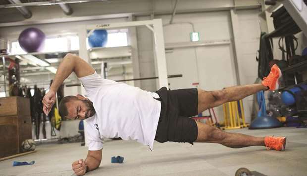 Japan rugby national teamu2019s captain Michael Leitch works out at a gym in Tokyo in this June 2, 2019 file picture.
