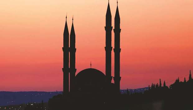 The Yasser Arafat Mosque at sunrise in the West Bank City of Nablus.