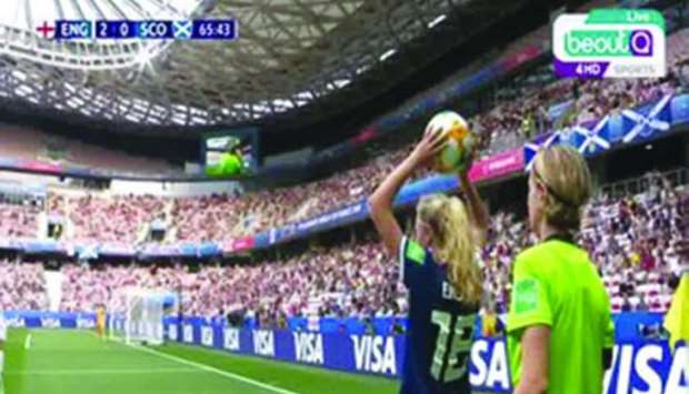 A grab of the pirated broadcast of the England vs Scotland match at the Women's World Cup.