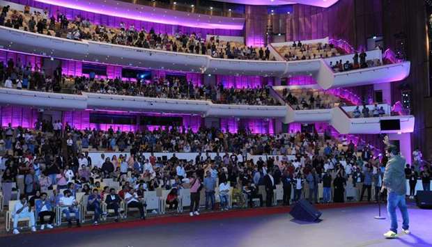 CLAIM TO FAME: A view of the audience during Zakir Khanu2019s stand-up comedy act at the Al Mayassa Theater at Qatar National Convention Centre.