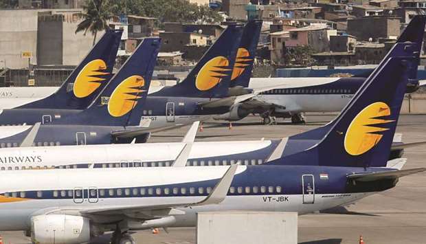 Jet Airways aircraft are seen at the Chhatrapati Shivaji Maharaj International Airport in Mumbai (file).