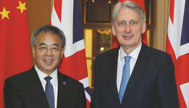 Chancellor of the Exchequer Philip Hammond meets Chinese Vice-Premier Hu Chunhua at Mansion House in London.