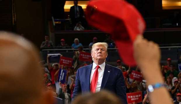 US President Donald Trump speaks during a rally at the Amway Center in Orlando, Florida to officially launch his 2020 campaign