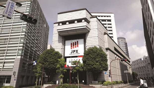 An external view of the Tokyo Stock Exchange. The Nikkei 225 closed up 1.7% to 21,333.87 points yesterday.