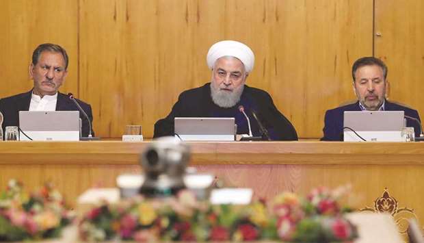 A handout picture provided by the Iranian presidency yesterday shows President Hassan Rouhani chairing a cabinet meeting in Tehran.