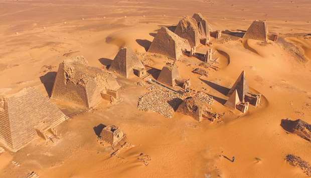 A general view of the pyramids site at Meroe showing pyramid Beg N 9.