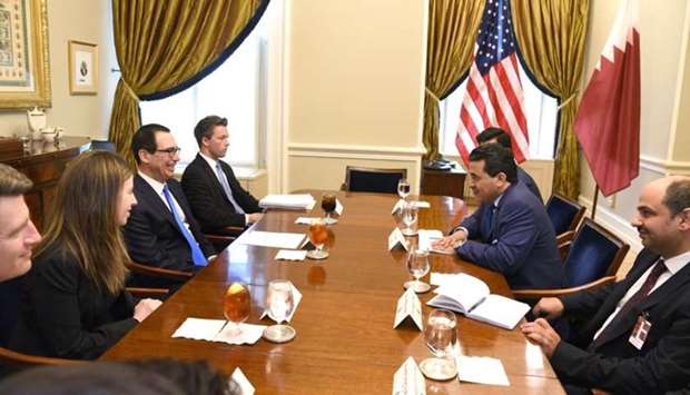 Qatar's Attorney-General HE Dr Ali bin Fetais al-Marri met in Washington on Friday with US Treasury Secretary Steven Mnuchin and a number of his aides. The two sides discussed a number of issues of common concern.