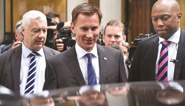 Foreign Secretary Jeremy Hunt leaves after attending a Local Government Association event in Westminster in London yesterday. Boris Johnson will face Hunt in a run-off to become Britainu2019s next prime minister after a final ballot of MPs, with the winner tasked with guiding the country through Brexit.