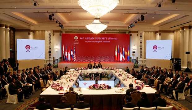 General view of the 34th ASEAN Summit plenary session in Bangkok