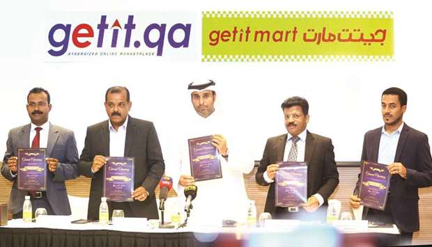 Getit Group officials at a press conference in Doha. PICTURE: Jayan Orma