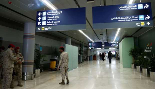 Saudi security officers are seen at Saudi Arabia's Abha airport, after it was attacked by Yemen's Houthi group in Abha, Saudi Arabia on June 13, 2019