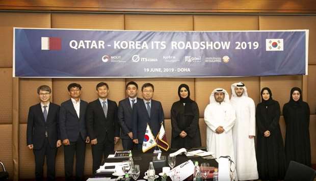 MoTC assistant undersecretary of Digital Society Development Reem al-Mansoori joins the South Korean delegation and other senior MoTC officials during the recently-held 'Qatar-Korea ITS Roadshow 2019' in Qatar.