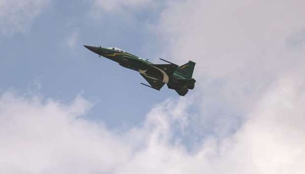 This picture taken at the start of the Paris Airshow shows the JF-17 in flight.
