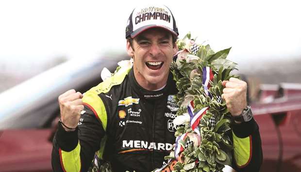 Simon Pagenaud of France celebrates after winning the 103rd running of the Indianapolis 500. PICTURE:  Chris Graythen/Getty Images)