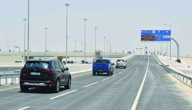 The interchange includes a bridge with two lanes in each direction and serves people using Al Khor Road, Al Shamal Road and Al Majd Road coming from Doha and Al Khor.