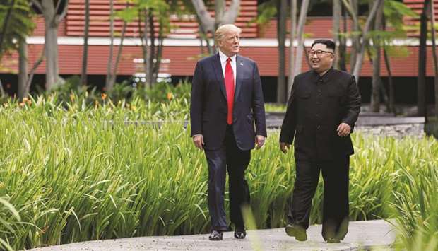 Trump and Kim in Singapore in a file picture.