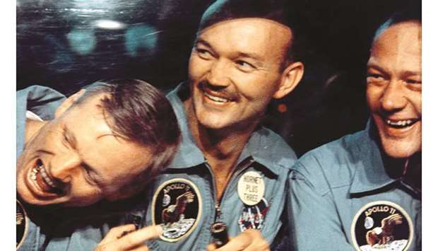 HISTORY-MAKERS: From left to right, Neil Armstrong, Michael Collins and Edwin u201cBuzzu201d Aldrin Jr. pose in a candid shot of the Apollo 11 crew.