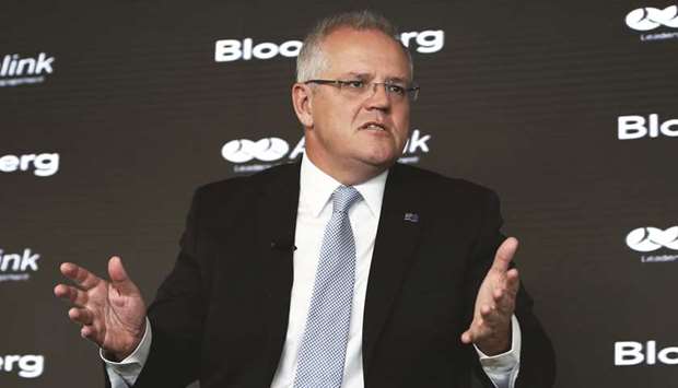 Scott Morrison, Australiau2019s Prime Minister, speaks during a press conference in Sydney. u201cForced technology transfer is not fair. Intellectual property theft cannot be justified, regardless of where it started,u201d Morrison said in a speech in Sydney.
