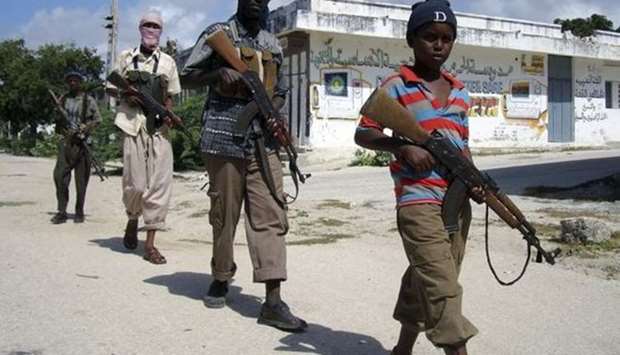 Gun wielding fighters belongs to a clan in Somalia