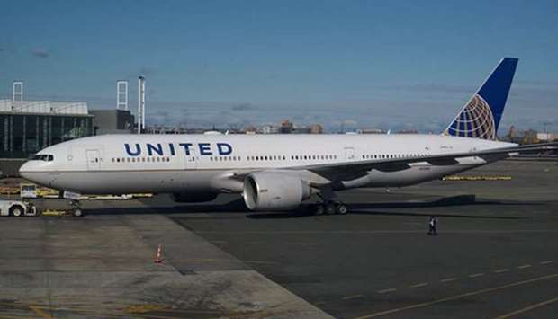 A United Airlines flight aircraft at Newark Airport