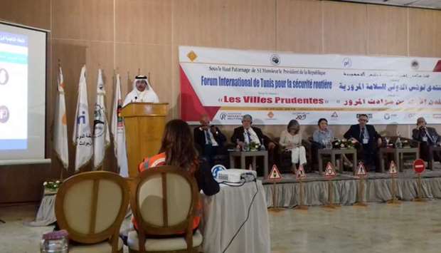 The Director of Al Shamal Municipality, Hamad Jumaa al-Mannai, giving a presentation at the forum.