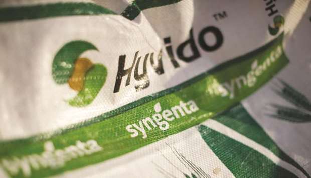 The Syngeta logo is seen on a bag of Hyvido hybrid barley seed on a farm in Roecliffe, UK. Beijingu2019s ambassador to Switzerland said ChemChinau2019s $43bn takeover of the seed and agrochemicals firm was a mistake, adding he would have tried to stop the 2017 deal had he been in Bern at the time.