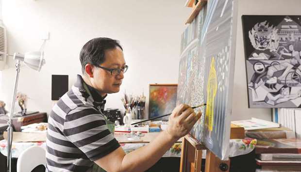 Artist Perry Dino at his studio in Hong Kong.