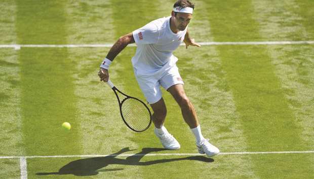 Switzerlandu2019s Roger Federer in action during a practice session yesterday.