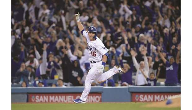 Los Angeles Dodgers catcher Will Smith celebrates after hitting a walk-off solo home run against the Philadelphia Phillies during the ninth inning at Dodger Stadium. PICTURE: USA TODAY Sports
