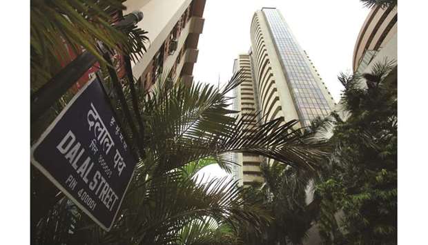 The Bombay Stock Exchange building in Mumbai. The benchmark Sensex closed up 553.42 points to 40,267.62 yesterday.