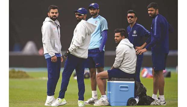 Indiau2019s captain Virat Kohli (left) and teammates take part in a training session in Southampton, England, on Monday. (AFP)