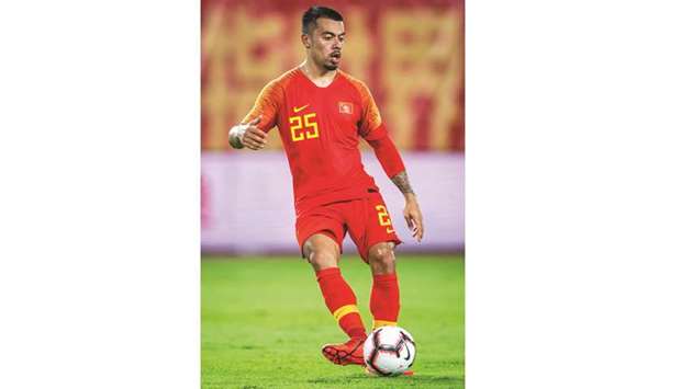 Chinau2019s Nico Yennaris controls the ball during the friendly match against the Philippines in Guangzhou, in Chinau2019s southern Guangdong province, yesterday. (AFP)