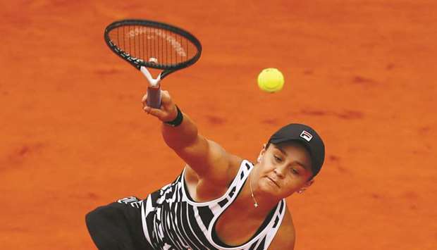 Australiau2019s Ashleigh Barty in action during her semi-final match against Amanda Anisimova of the US at Roland Garros in Paris yesterday.