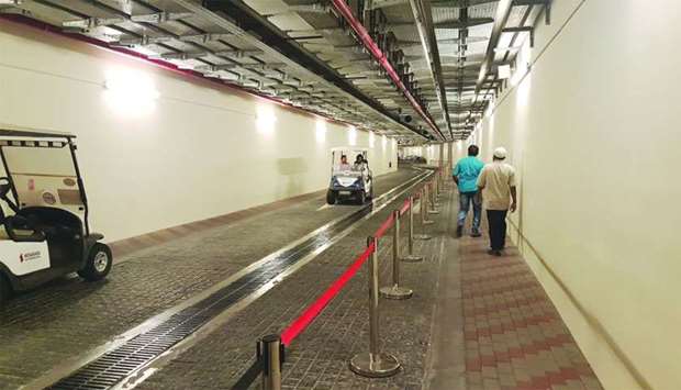 Doha Metro passengers can either walk or take a free ride service from the Al Qassar station. PICTURE: Joey Aguilar.