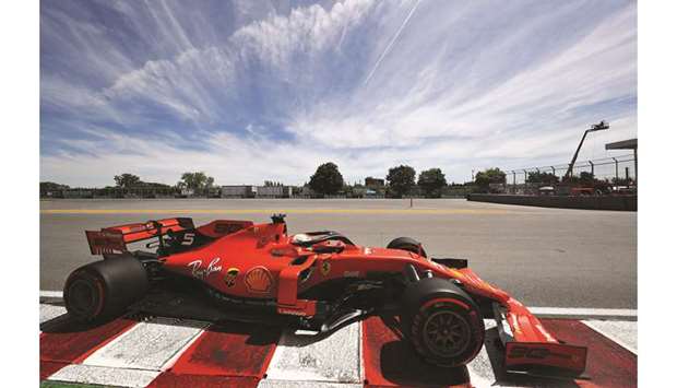 Sebastian Vettel of Germany driving the (5) Scuderia Ferrari SF90 during final practice for the F1 Grand Prix of Canada at Circuit Gilles Villeneuve in Montreal, Canada.