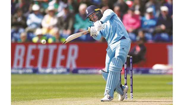 Englandu2019s Jason Roy in action during the 2019 ICC Cricket World Cup match against Bangladesh in Cardiff, Wales, yesterday. (Reuters)