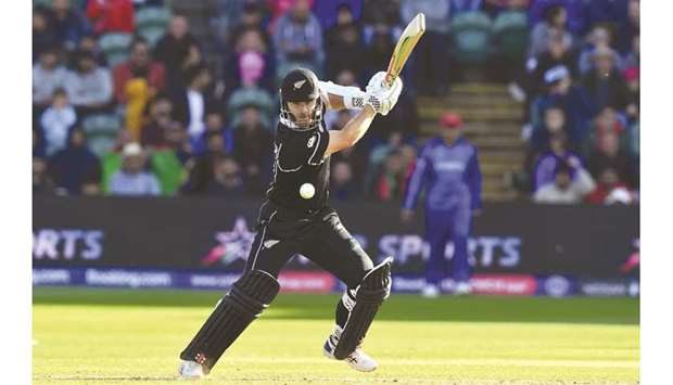 New Zealandu2019s captain Kane Williamson plays a shot during the 2019 ICC Cricket World Cup match against Afghanistan in Taunton, England, yesterday. (AFP)