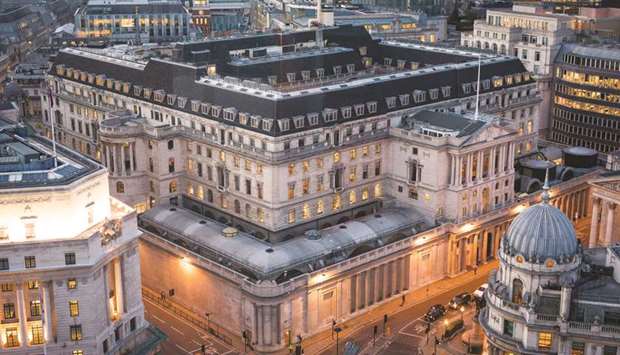 A view of the Bank of England building in London. The BoE is amassing gilts faster than the government is selling them in order to prevent the debt flood from pushing up borrowing costs.