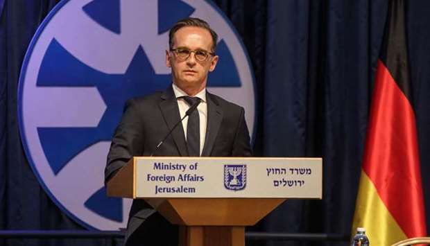 Germanyu2019s Foreign Minister Heiko Maas speaks during a press conference in Jerusalem, yesterday.
