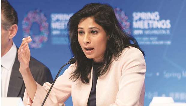 Gita Gopinath, chief economist with the International Monetary Fund, speaks at a World Economic Outlook news conference during the spring meetings of the IMF and World Bank in Washington (file). u201cOne has to be quite concerned about the path of recovery,u201d said Gopinath, citing the depth of the crisis, the need for labour reallocation, the onset of bankruptcies and insolvency issues, and changes in consumer behaviour.