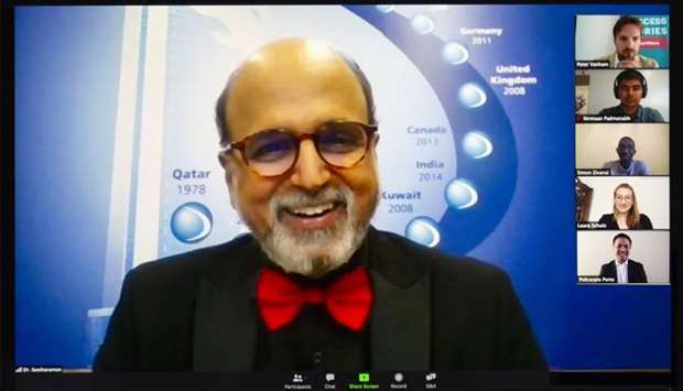 Doha Bank CEO Dr R Seetharaman during the online interview.