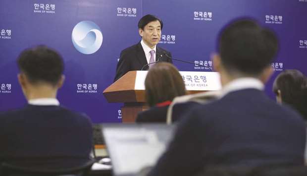 Lee Ju-yeol, governor of the Bank of Korea, speaks during a news conference in Seoul. In a speech on Friday commemorating the 70th anniversary of the BoK, Lee reiterated his  commitment to maintaining accommodative policy until the economy recovers, but also raised a topic that global policy makers may have to grapple with in a post-pandemic economy u2013 asset bubbles driven by liquidity and low rates.