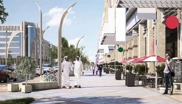 A digitally generated image of Hamad Al Kabeer Street.