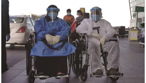 Lucknow-bound passengers at HIA yesterday.