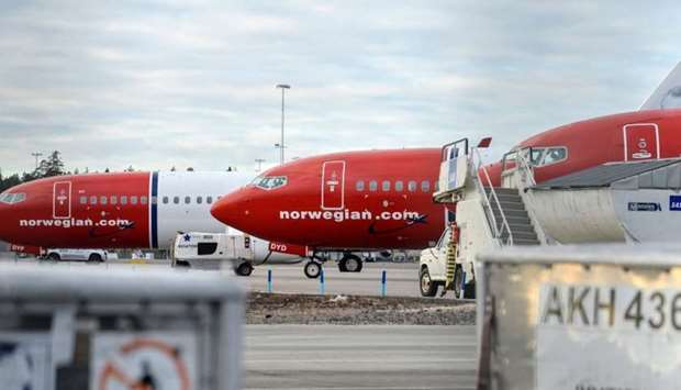 Norwegian low-cost airline Norwegian Air Shuttle are parked at Arlanda airport in Stockholm, Sweden. AFP