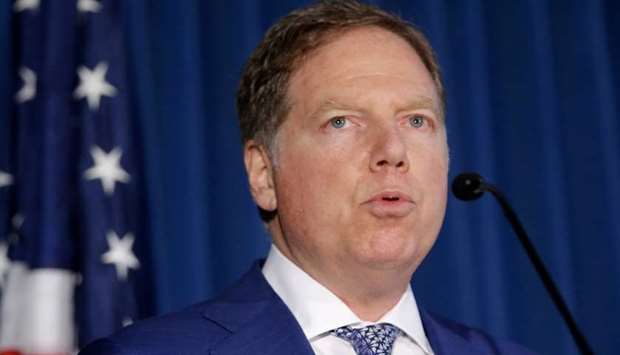 Geoffrey Berman, the US Attorney for the Southern District of New York, speaks during a news conference announcing charges against attorney Michael Avenatti in New York on March 25, 2019.