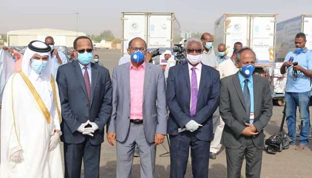 The shipment was received by Sudan's Minister of Health Dr. Akram Ali Altom, Acting Charge d'Affairs to the Embassy of the State of Qatar in Sudan Talal Farhan Al Anzi, and several officials of the supreme committee for health emergencies.